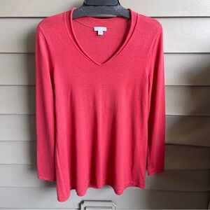 J.‎ Jill Red Merino Wool Long Sleeve Lightweight Sweater Women's Size Small